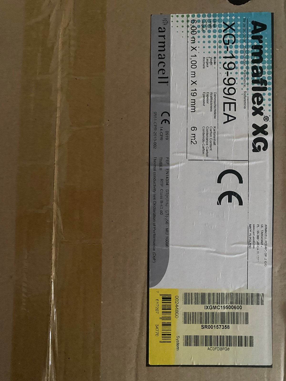 Armaflex XG Isolatieplaat 6m² - 19mm dikte, Doe-het-zelf en Verbouw, Isolatie en Afdichting, Ophalen, Overige materialen, 12 cm of meer