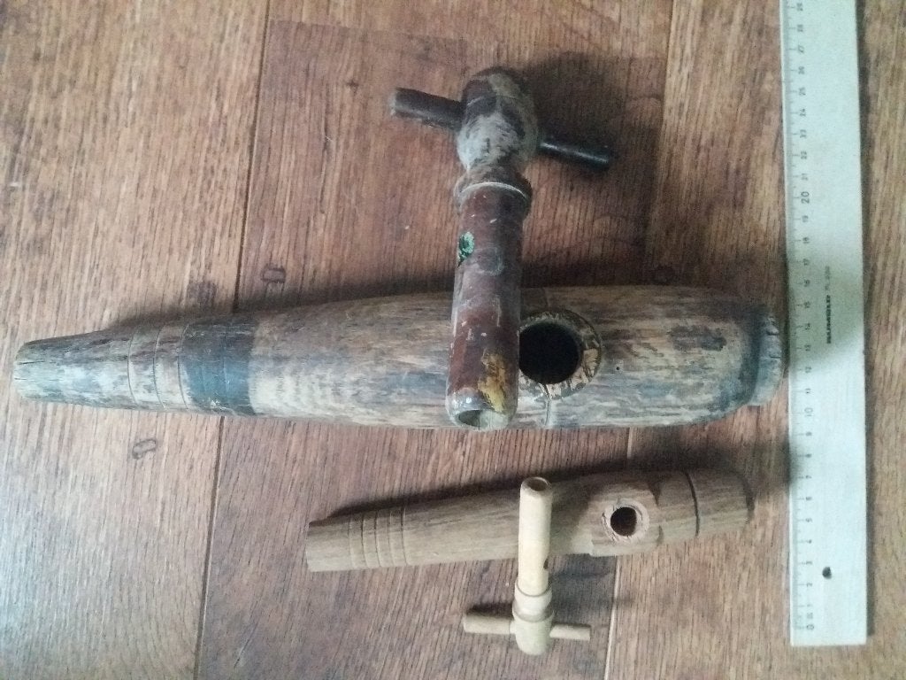 brocante houten kranen Wijnvat Frans, Ophalen of Verzenden