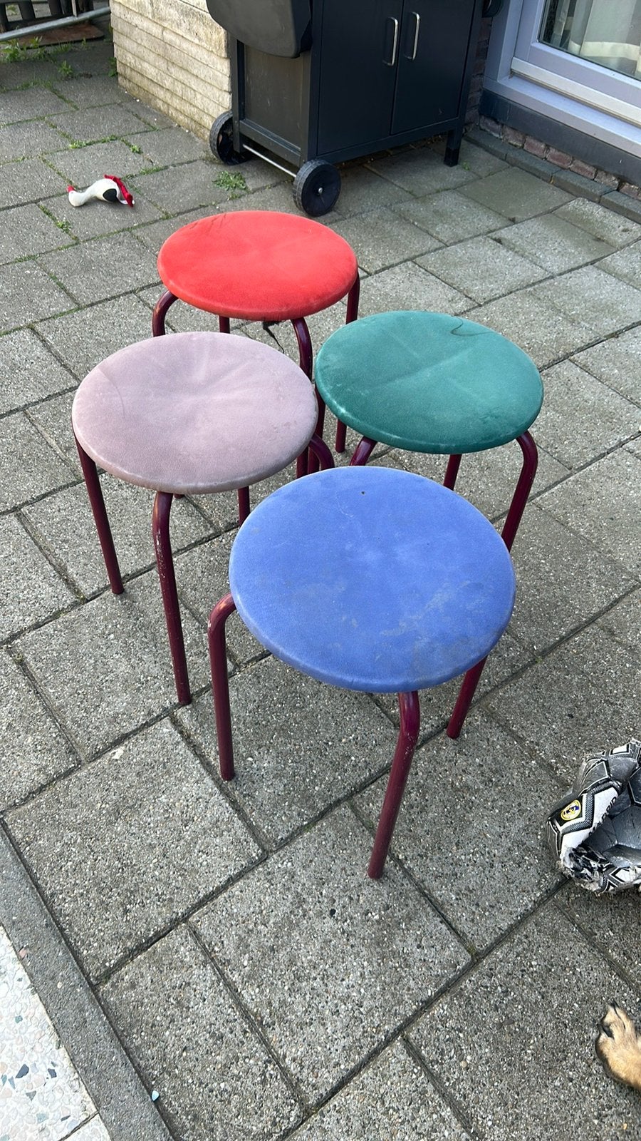 Krukjes vintage metaal stof bekleed nog 2 beschikbaar, Ophalen of Verzenden, Zo goed als nieuw
