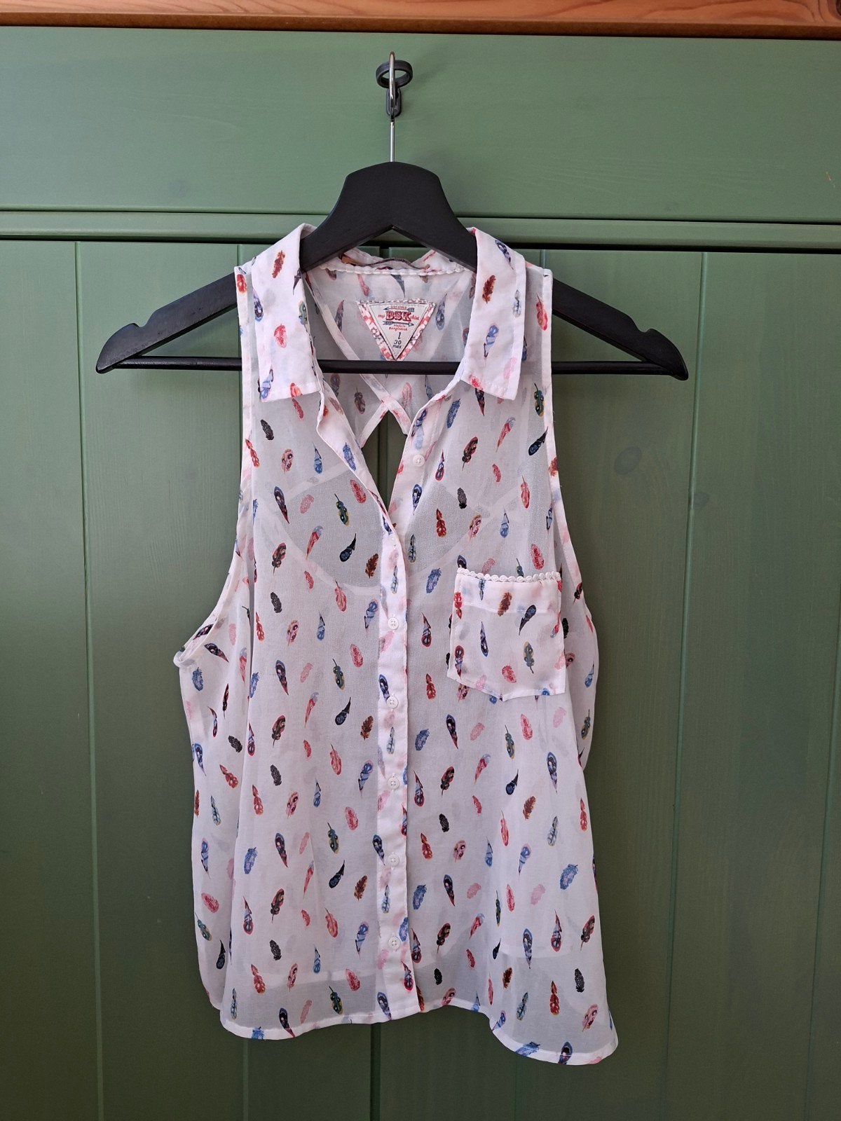 Bershka Witte Blouse met Open Rug - flowy luchtig - maat S/M, Maat 38/40 (M), Wit, Zo goed als nieuw, Zonder mouw
