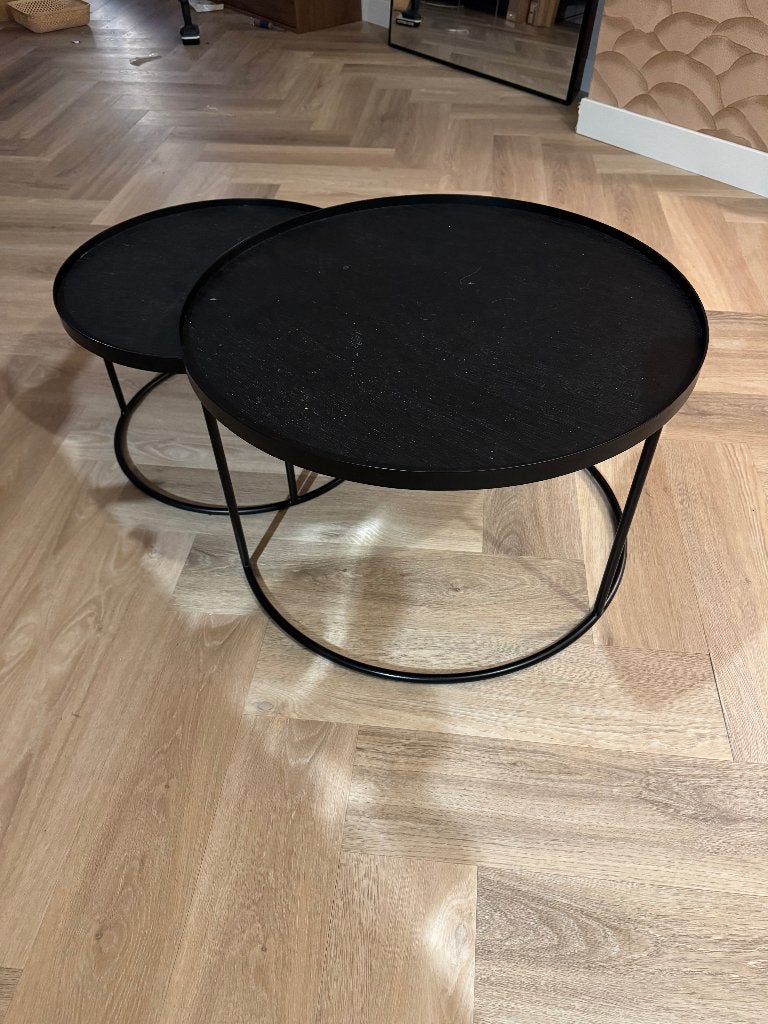 Set van 2 zwarte salontafels – in nette staat, Ophalen, Gebruikt, 50 tot 100 cm, Rond