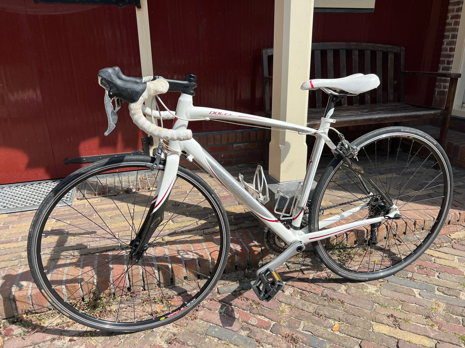 Specialized Dolce witte Damesracefiets, Fietsen en Brommers, Fietsen | Racefietsen, Gebruikt, Carbon, Velgrem, 49 tot 53 cm