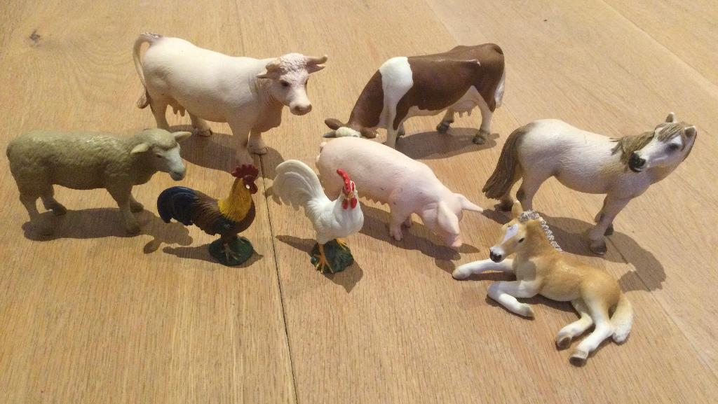 Schleich dieren boerderij paard, koe, schaap 8 st., Ophalen of Verzenden, Zo goed als nieuw