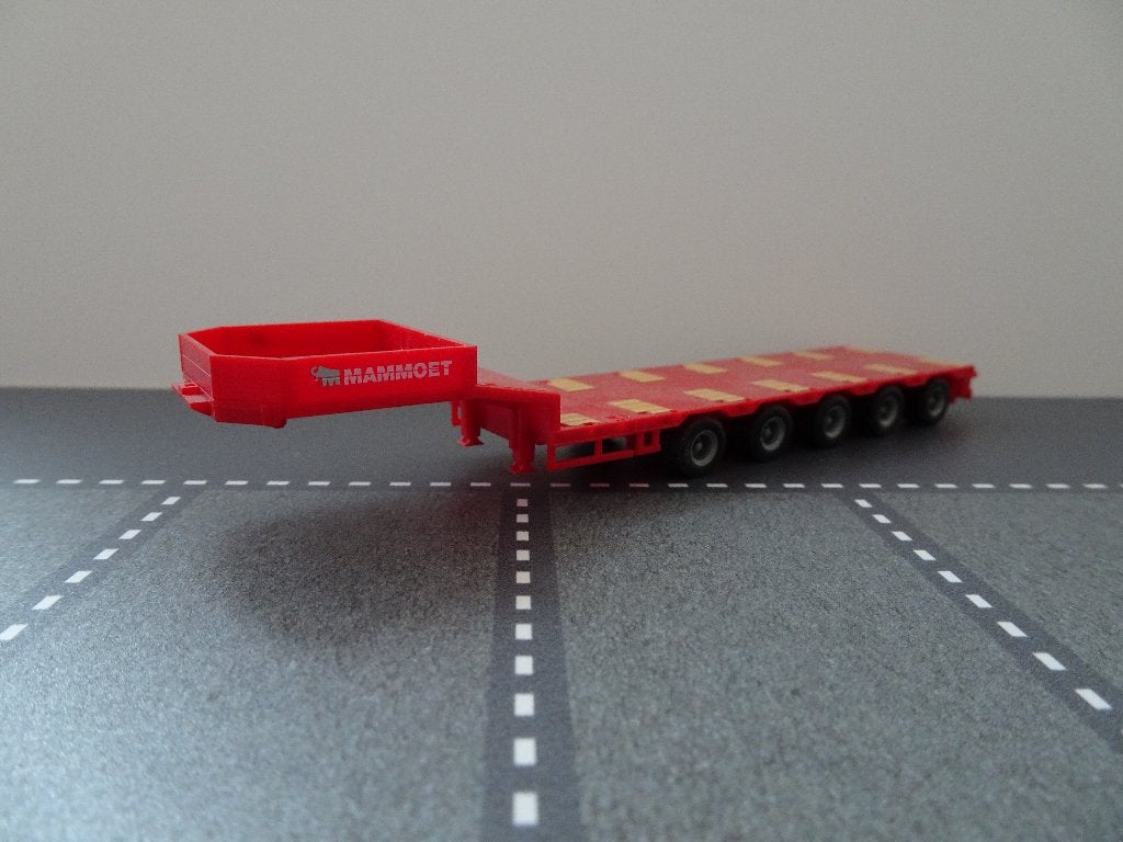 97 herpa 5-as goldhofer uitschuif oplegger geen parts 1:87, Ophalen of Verzenden, Zo goed als nieuw, Bus of Vrachtwagen, Herpa