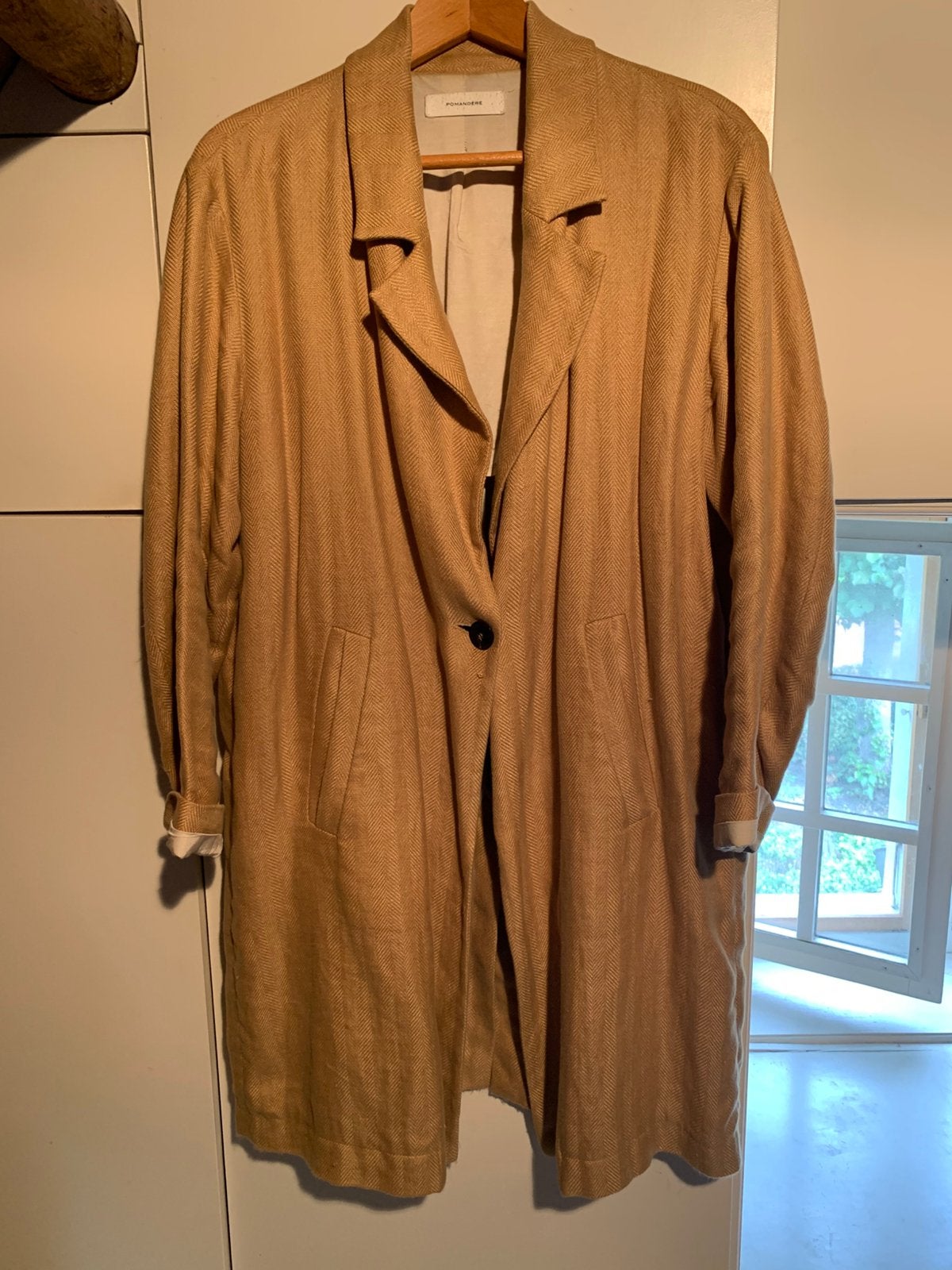 Pomandere linnen jas mt 42, Ophalen of Verzenden, Gedragen, Maat 42/44 (L), Overige kleuren