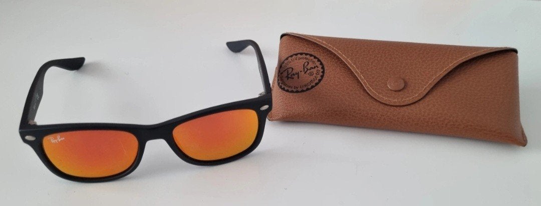 Ray-Ban Junior New Wayfarer Zonnebril - Zwart/Oranje, Ophalen, Zo goed als nieuw, Zwart, Ray-Ban