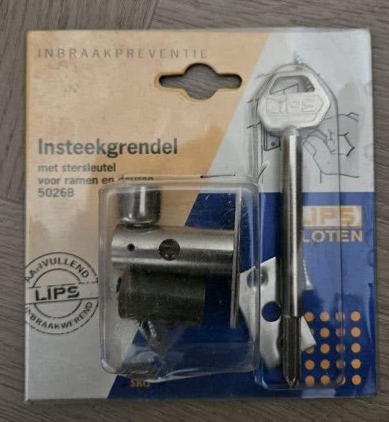 LIPS 5026B - Insteekgrendel met stersleutel, Doe-het-zelf en Verbouw, Ophalen of Verzenden, Slot