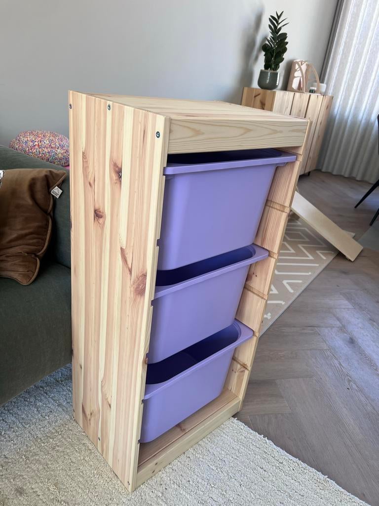 IKEA Trofast opbergkast met 3 paarse bakken, Huis en Inrichting, Ophalen, Gebruikt