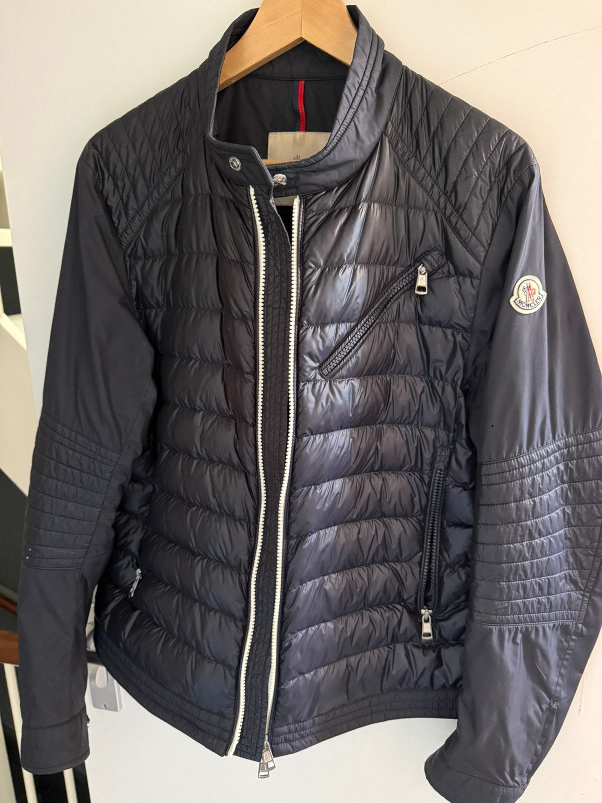 Moncler zomerjas, Kleding | Heren, Ophalen, Zo goed als nieuw, Blauw