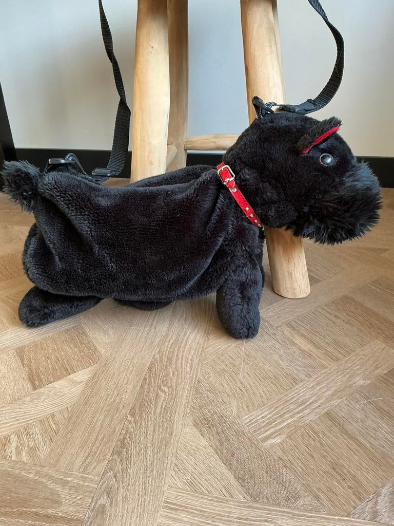 Zwarte schotse terrier vintage pluche tas,hondentas terriër, Ophalen, Gebruikt