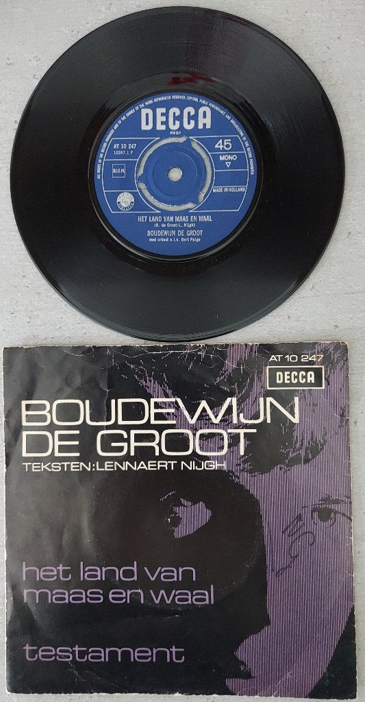 Boudewijn de Groot - Het land van Maas en Waal; 1967, Cd's en Dvd's, Vinyl Singles, Gebruikt, 7 inch, Single, Ophalen of Verzenden