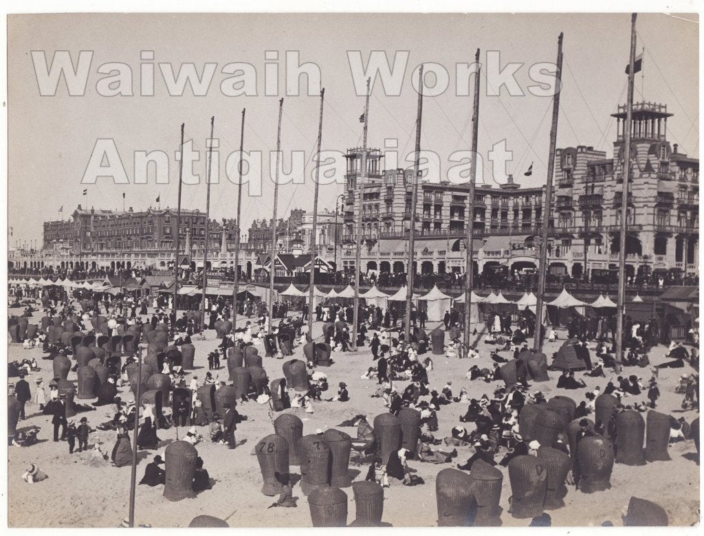 Scheveningen unieke grote zeer oude foto met Palace Hotel, Gebruikt, Verzenden, Foto, Gebouw