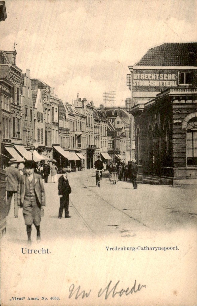 Utrecht - Vredenburg-Catharynepoort - Straatbeeld, Ophalen of Verzenden, Voor 1920, Gelopen, Utrecht