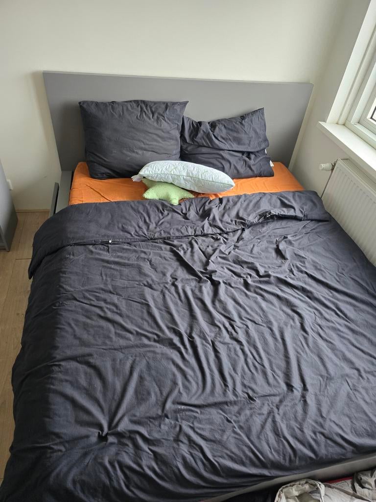 Ikea Malm bed 160*200 cm with 2 side storage & foam mattress, Huis en Inrichting, Ophalen of Verzenden, Zo goed als nieuw, Tweepersoons