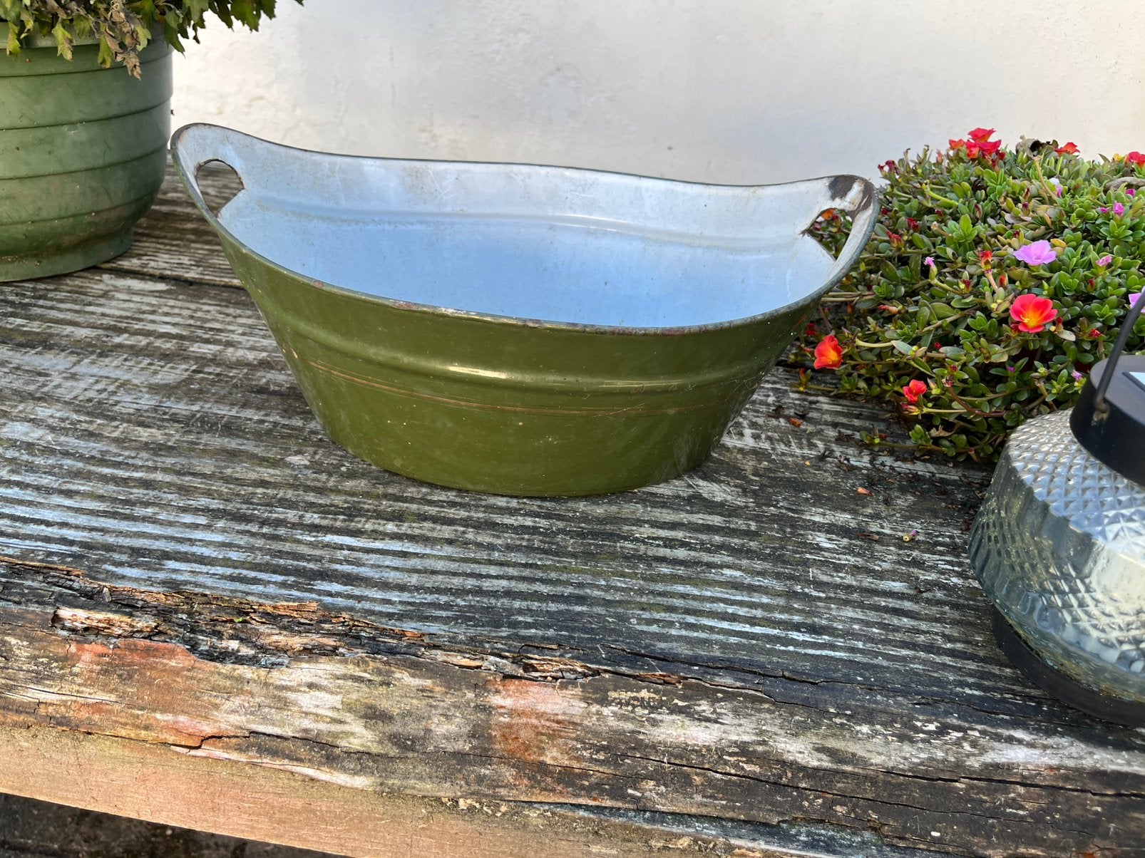 Groene emaille bak jaren 30-40-50 vintage retro €20, Ophalen of Verzenden