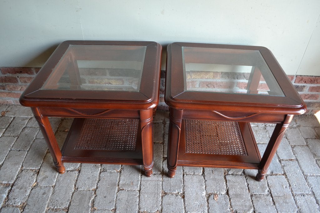 set van twee mahonie salontafels, Ophalen, 50 – 75, Gebruikt, 50 tot 100 cm