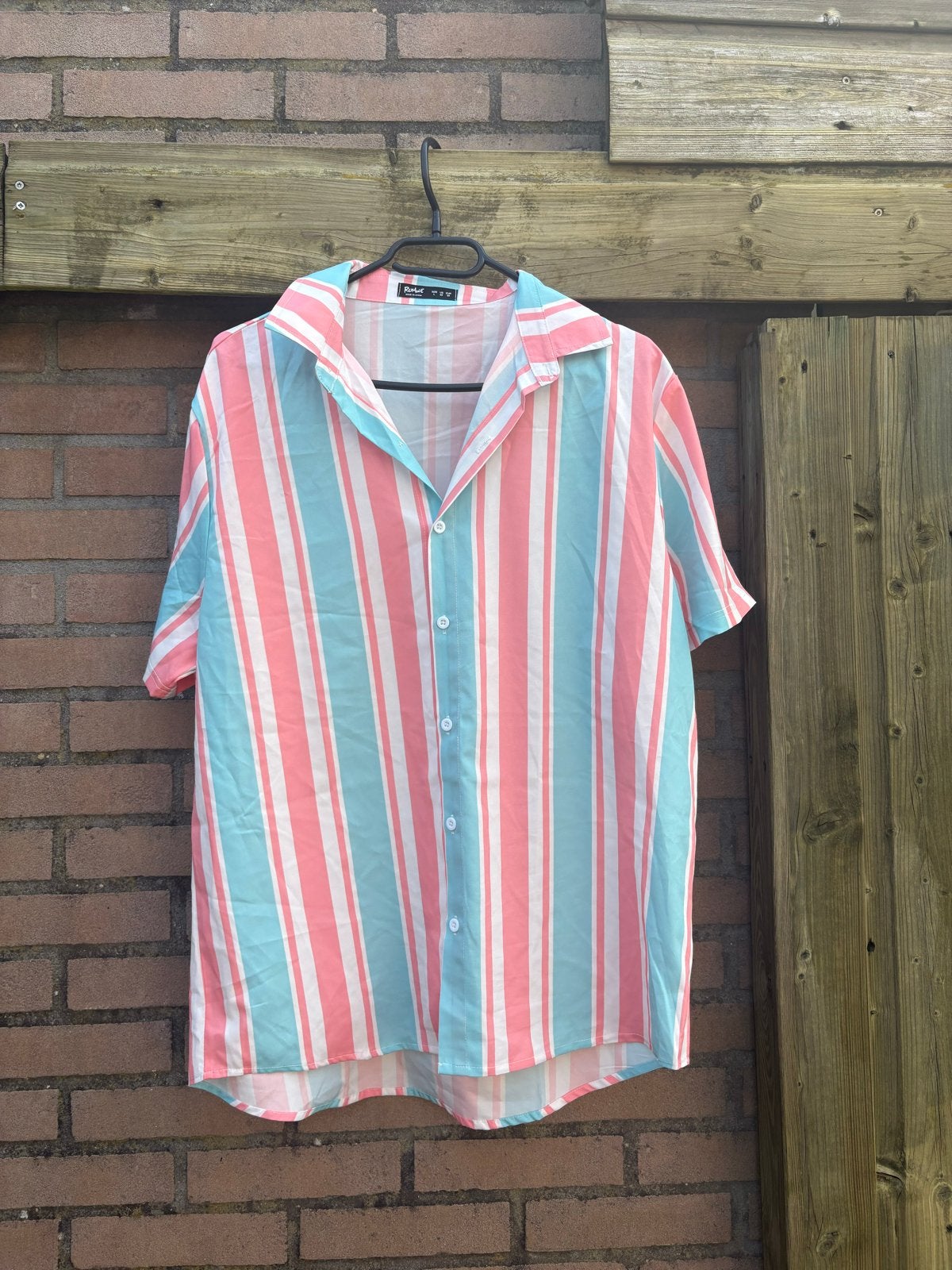 Gestreepte overhemd roze/blauw, Kleding | Heren, Overhemden, Zo goed als nieuw, Halswijdte 39/40 (M), Blauw, Ophalen of Verzenden