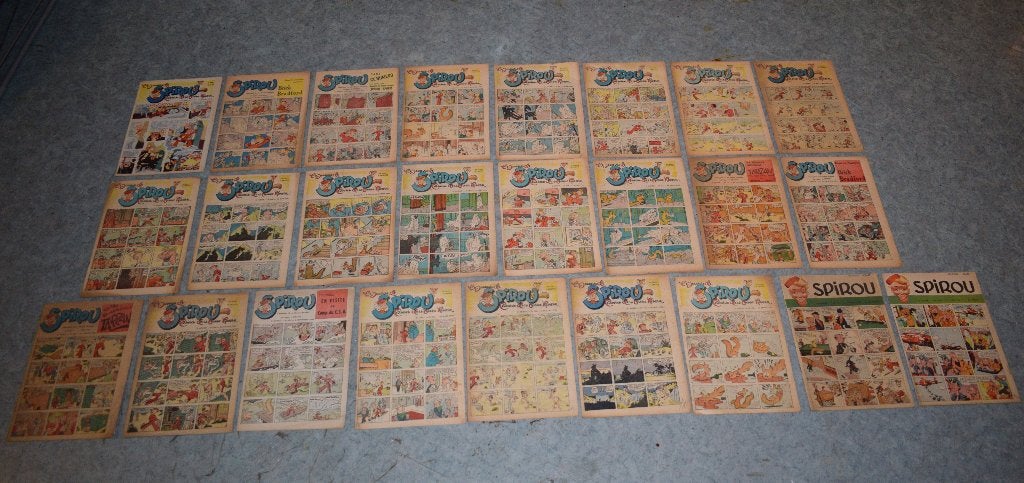 Lot 25 Strip boek Spirou 1945 1946 1947, Boeken, Meerdere stripboeken, Ophalen of Verzenden, Gelezen