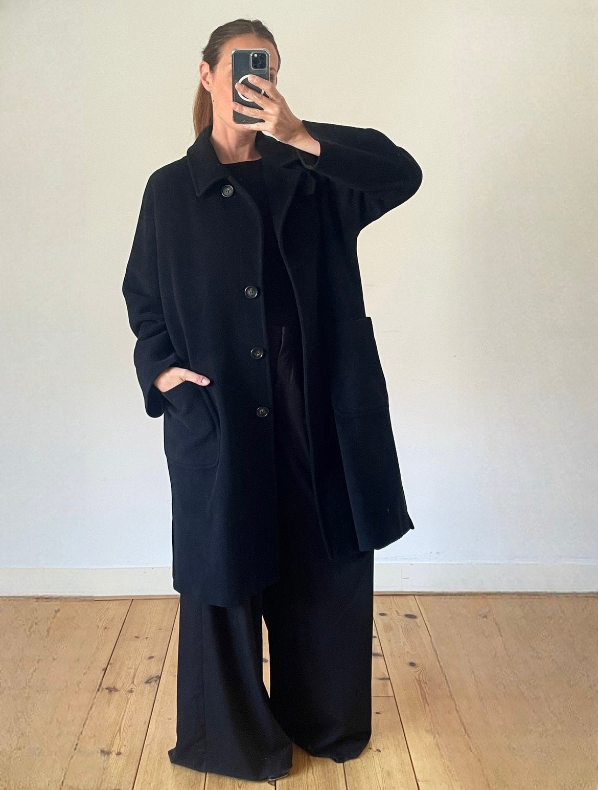Max Mara wollen winterjas maat 34-40, Kleding | Dames, Ophalen of Verzenden, Zo goed als nieuw, Maat 38/40 (M), Zwart
