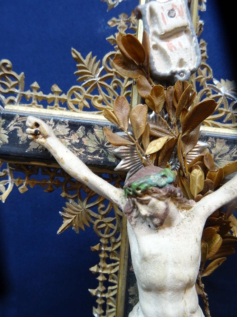 1427=Kruis met corpus en filigranen rand.179, Antiek en Kunst, Ophalen of Verzenden