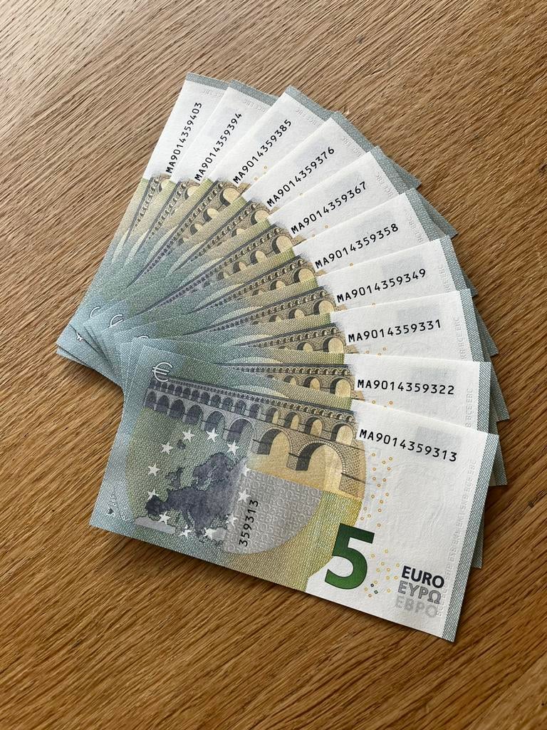 10x €5,- Christine Lagarde - MA/M010 - UNC, Postzegels en Munten, Bankbiljetten | Europa | Eurobiljetten, Ophalen of Verzenden