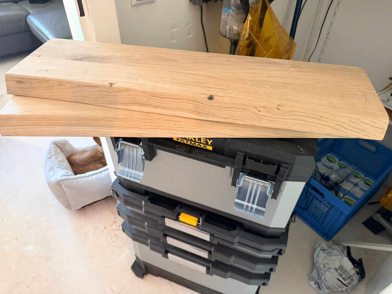 Massieve eiken houten wandplankjes onbehandeld, Eiken, Ophalen of Verzenden, Zo goed als nieuw, Plank