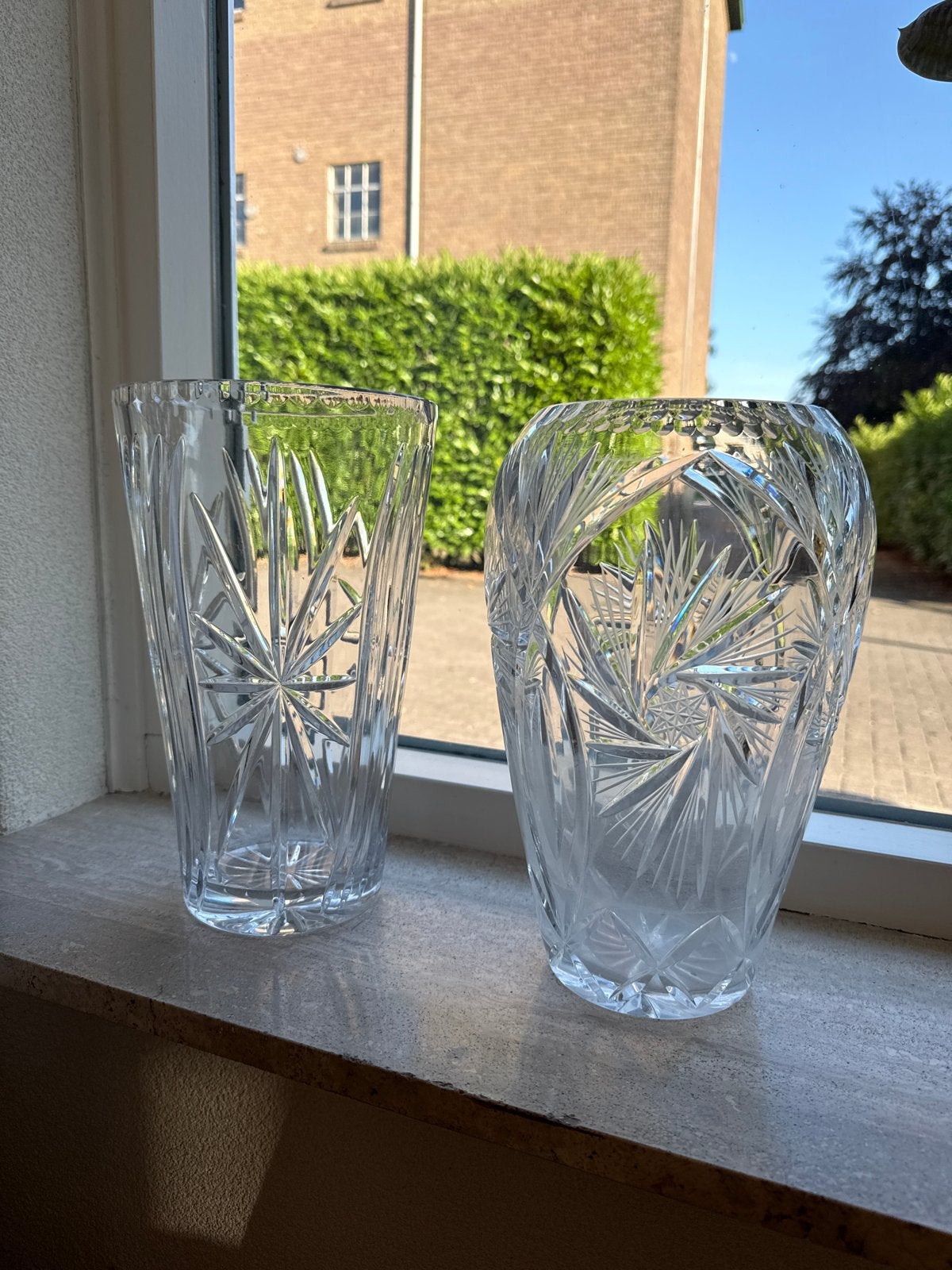 Set van 2 kristallen vazen - geslepen glas, Ophalen