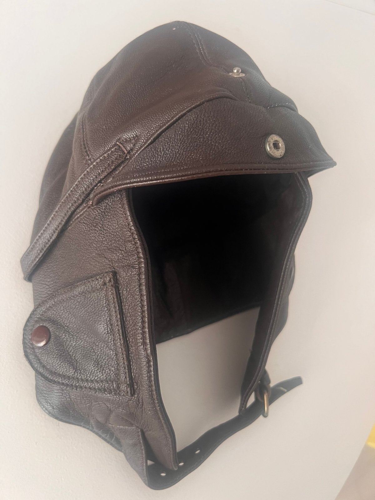 Vintage Solex/Bromfiets Cap - Donkerbruin Leder, Ophalen of Verzenden, Gebruikt, Medium