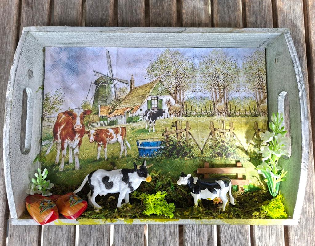 Zeer decoratieve platteland dienblad, Ophalen of Verzenden, Zo goed als nieuw, Rechthoekig, Hout