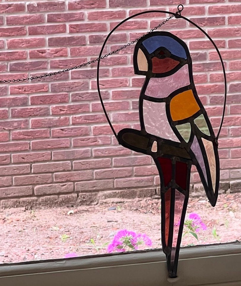 Glas-in-lood papegaai, Antiek en Kunst, Ophalen of Verzenden