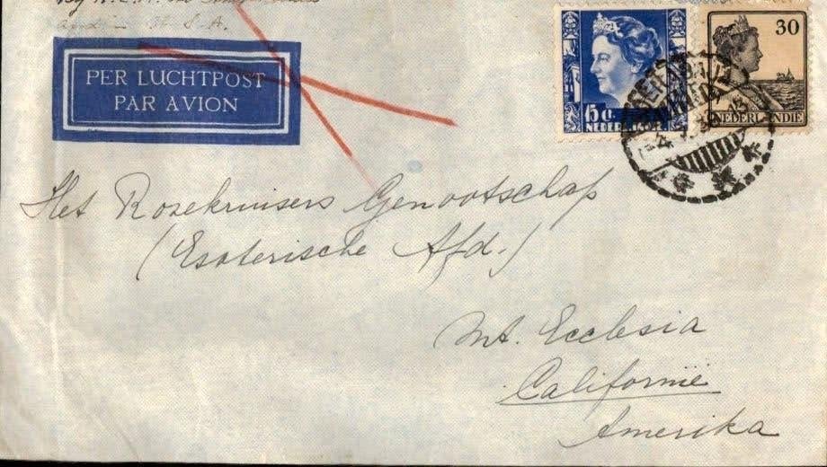 Nederlands Indië - Stempel Soerabaja - USA - 1934, Ophalen of Verzenden, Briefkaart