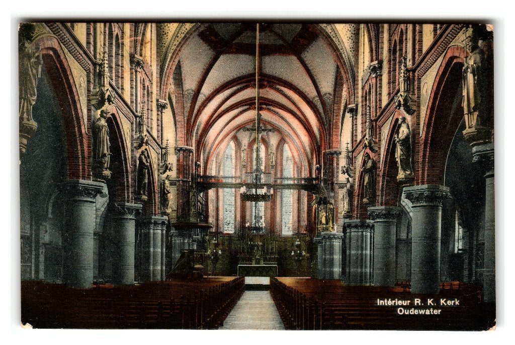 Oudewater, Intérieur R. K. Kerk, Verzamelen, Ophalen of Verzenden, 1920 tot 1940, Gelopen, Utrecht