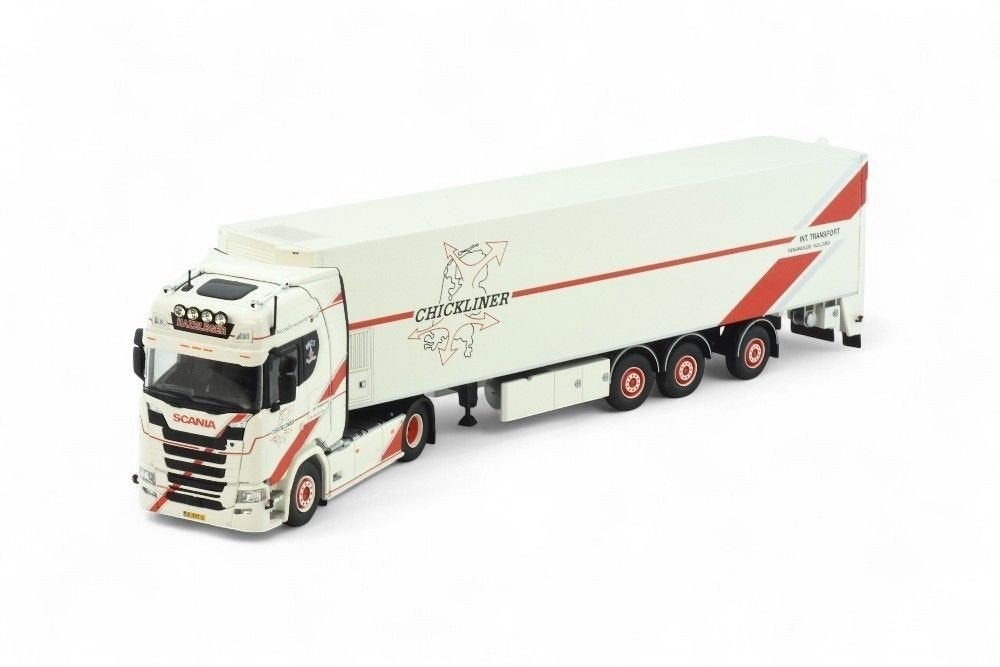 Scania HL 4x2 mit 3achs Kühlauflieger - Chickliner - 1:50, Ophalen of Verzenden, Nieuw, Bus of Vrachtwagen, Tekno