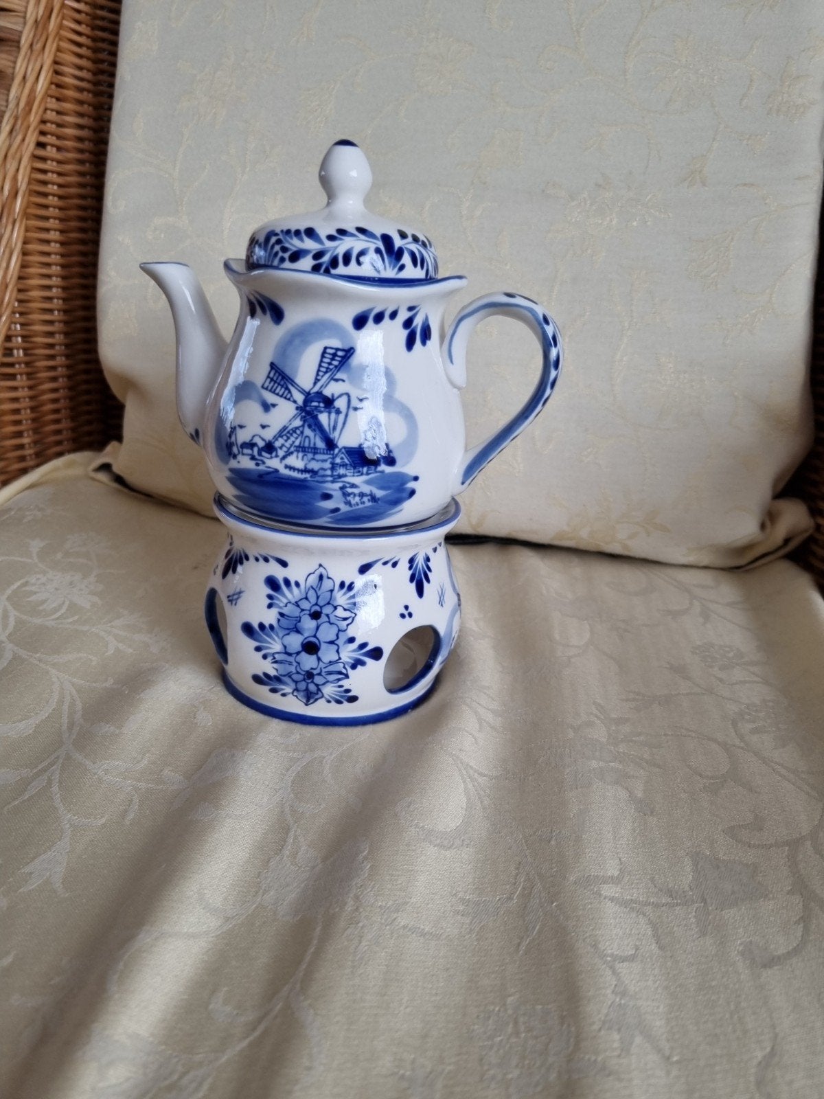 Delfts Blauw theepot met theelichtje, Ophalen of Verzenden
