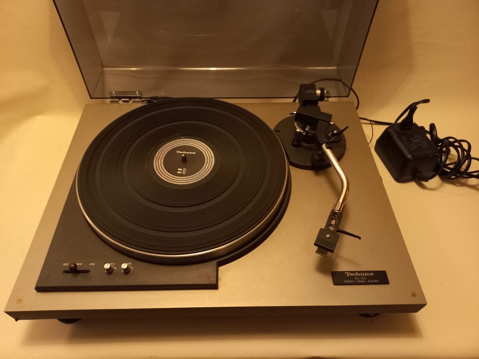Technics SL-55 Direct Drive Draaitafel (Japanse import), Gebruikt, Pitch-regelaar, Ophalen of Verzenden, Platenspeler