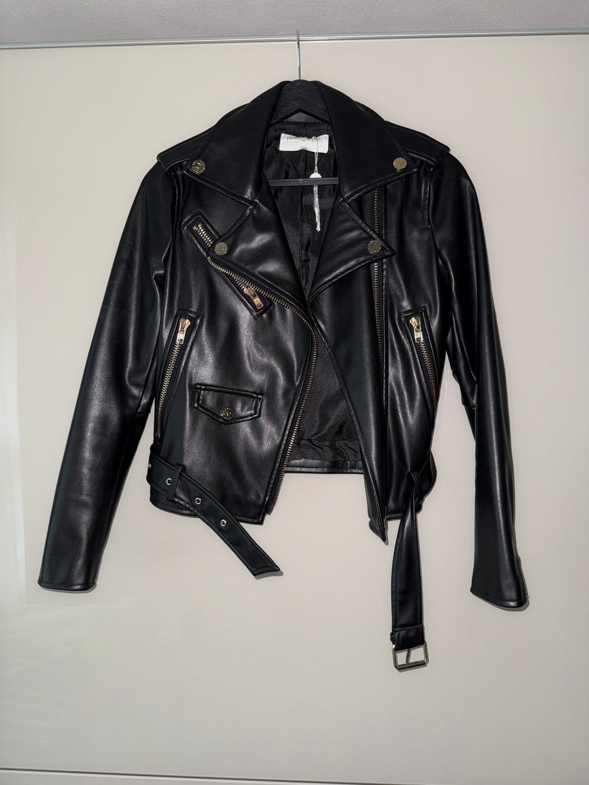 Zwart lederlook jack jas, Ophalen of Verzenden, Nieuw, Maat 36 (S), Zwart