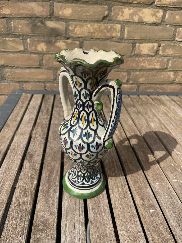 Vintage Marokkaanse vaas - Handgeschilderd aardewerk, Antiek en Kunst, Ophalen of Verzenden