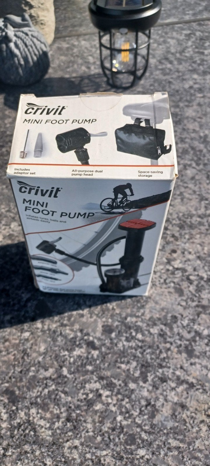 Crivit Mini Voetpomp met drukmeter, Fietsen en Brommers, Ophalen of Verzenden, Drukmeter, Nieuw