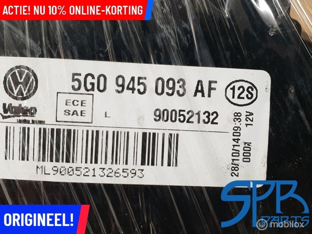Achterlicht linksbinnen links binnen Golf 7 VII 5G0945093AF, Gebruikt, Volkswagen, Ophalen of Verzenden, Volkswagen