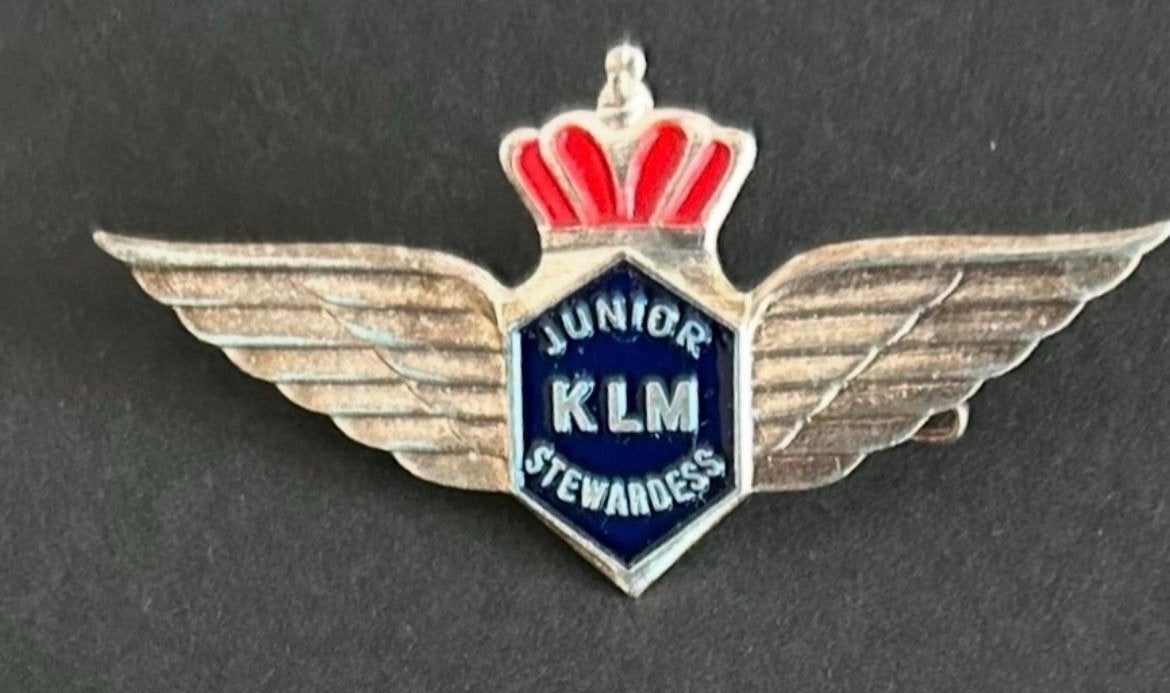 Vintage KLM Junior Stewardess, Ophalen of Verzenden, Gebruikt, Patch, Badge of Embleem