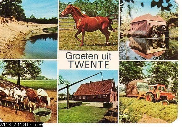 Ansichtkaart	Twente  	6-luik, Verzenden, 1960 tot 1980, Gelopen, Overijssel
