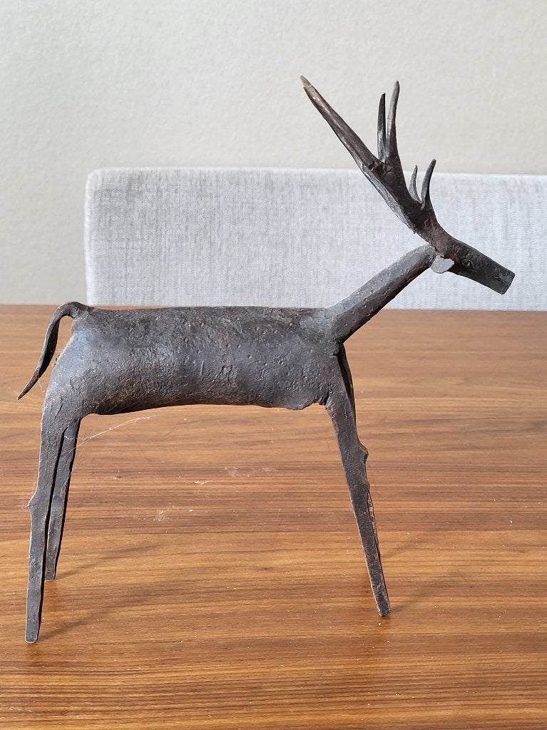 Metalen beeldje hert, Ophalen of Verzenden, Metaal, Beeld, 20 - 50 cm