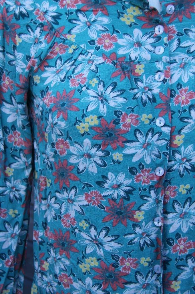 Blouse petrol/ rood King Louie mt 36 Vaste prijs, Blauw, Ophalen of Verzenden, Zo goed als nieuw, King Louie