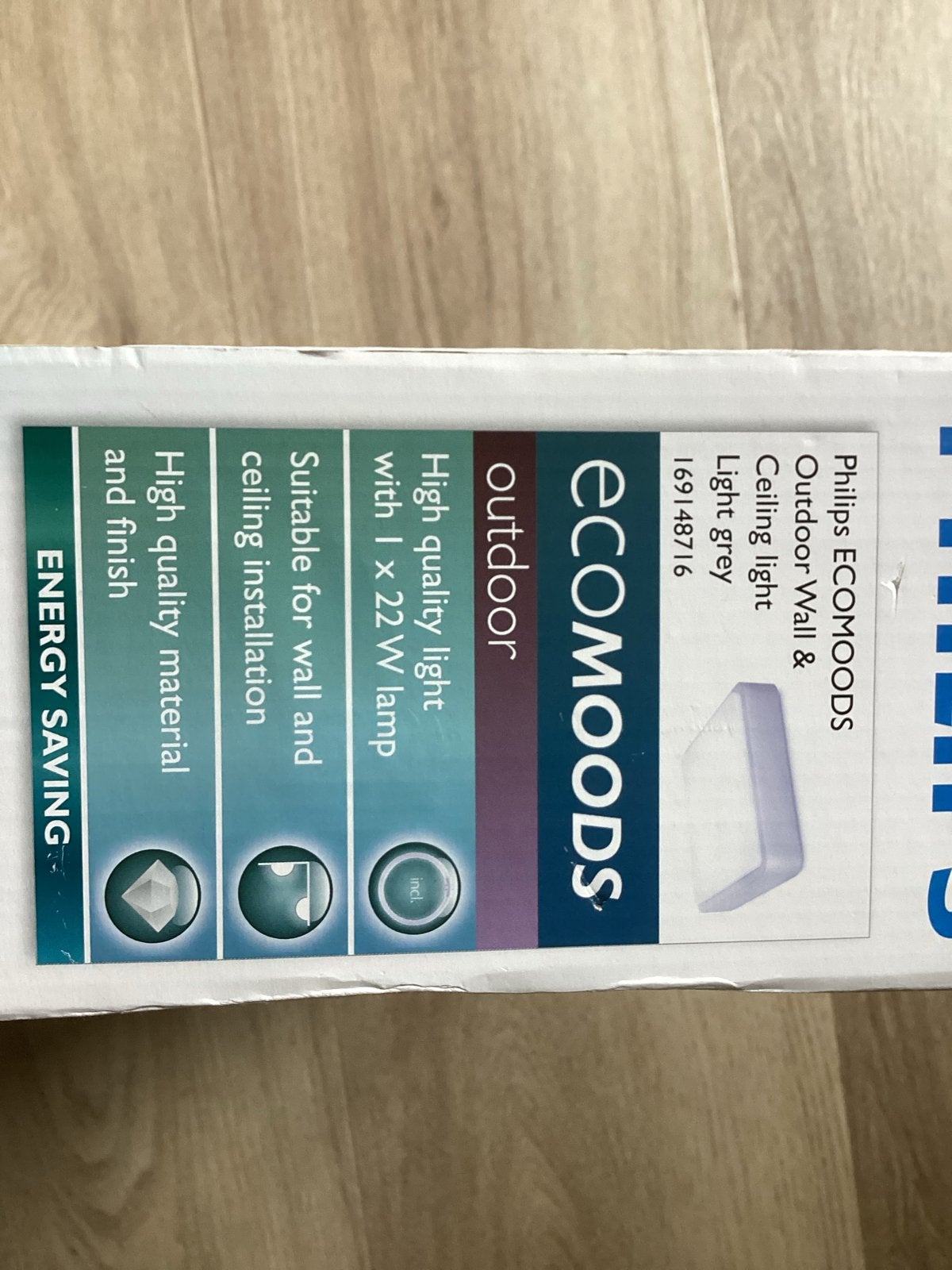 Philips ECOMOODS Buiten Wand- & Plafondlamp Grijs, Huis en Inrichting, Ophalen of Verzenden, Nieuw, Grijs, Philips