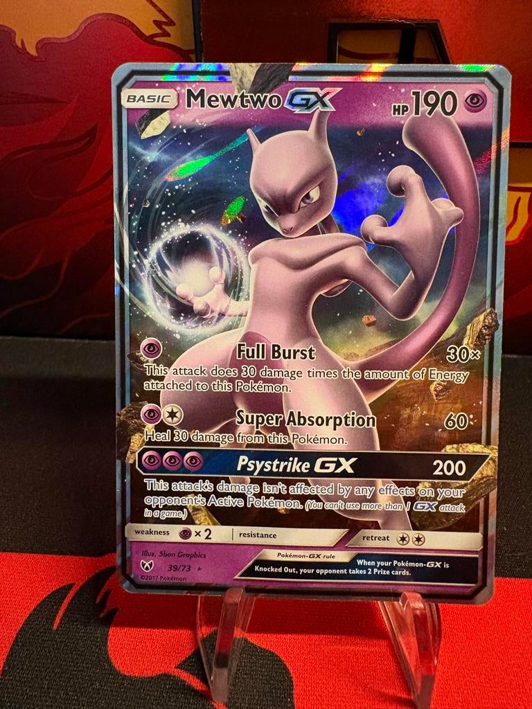 Mewtwo GX Pokémon Kaart - Basic HP 190 (39/73), Hobby en Vrije tijd, Verzamelkaartspellen | Pokémon, Zo goed als nieuw, Losse kaart
