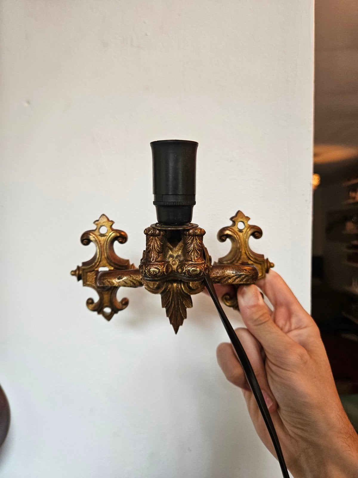 Vintage wandlamp in Lodewijk XIV stijl E14 fitting, Ophalen of Verzenden