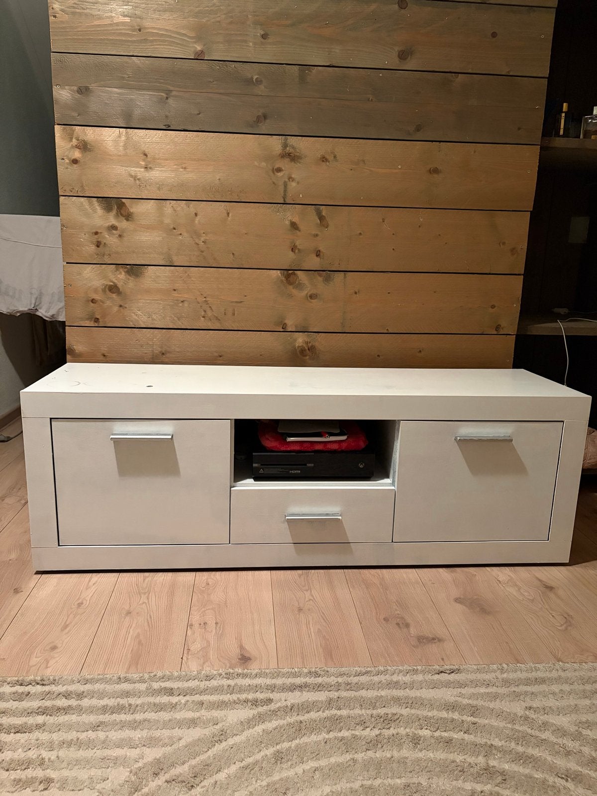 Wit TV-meubel - 148x41x49 cm, Huis en Inrichting, Kasten | Televisiemeubels, Ophalen, Gebruikt, 100 tot 150 cm, Minder dan 100 cm