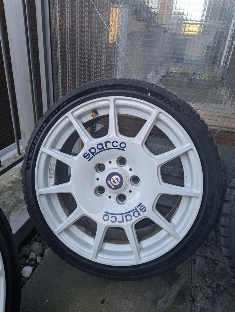 Sparco Velgen 5x114.3 17 met Michelin PS5 205 40 17 Banden, Gebruikt, Banden en Velgen, 17 inch, Personenwagen