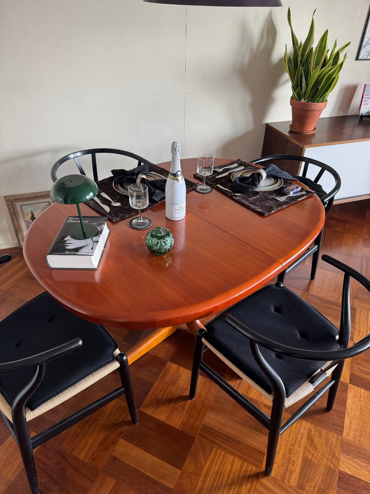 Uitschuifbare eettafel kersenhout (excl. stoelen), Gebruikt, Ophalen of Verzenden, 150 tot 200 cm, Kersenhout
