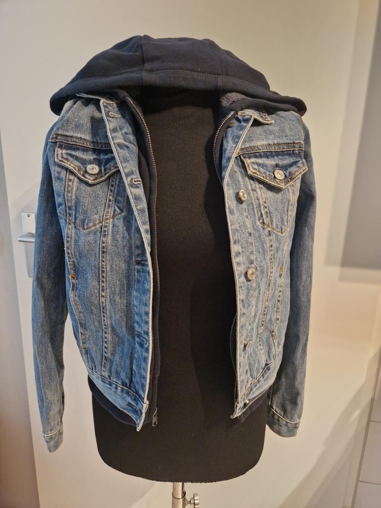 Abercrombie & Fitch spijkerjack met capuchon, Blauw, Ophalen of Verzenden, Zo goed als nieuw, Maat 36 (S)